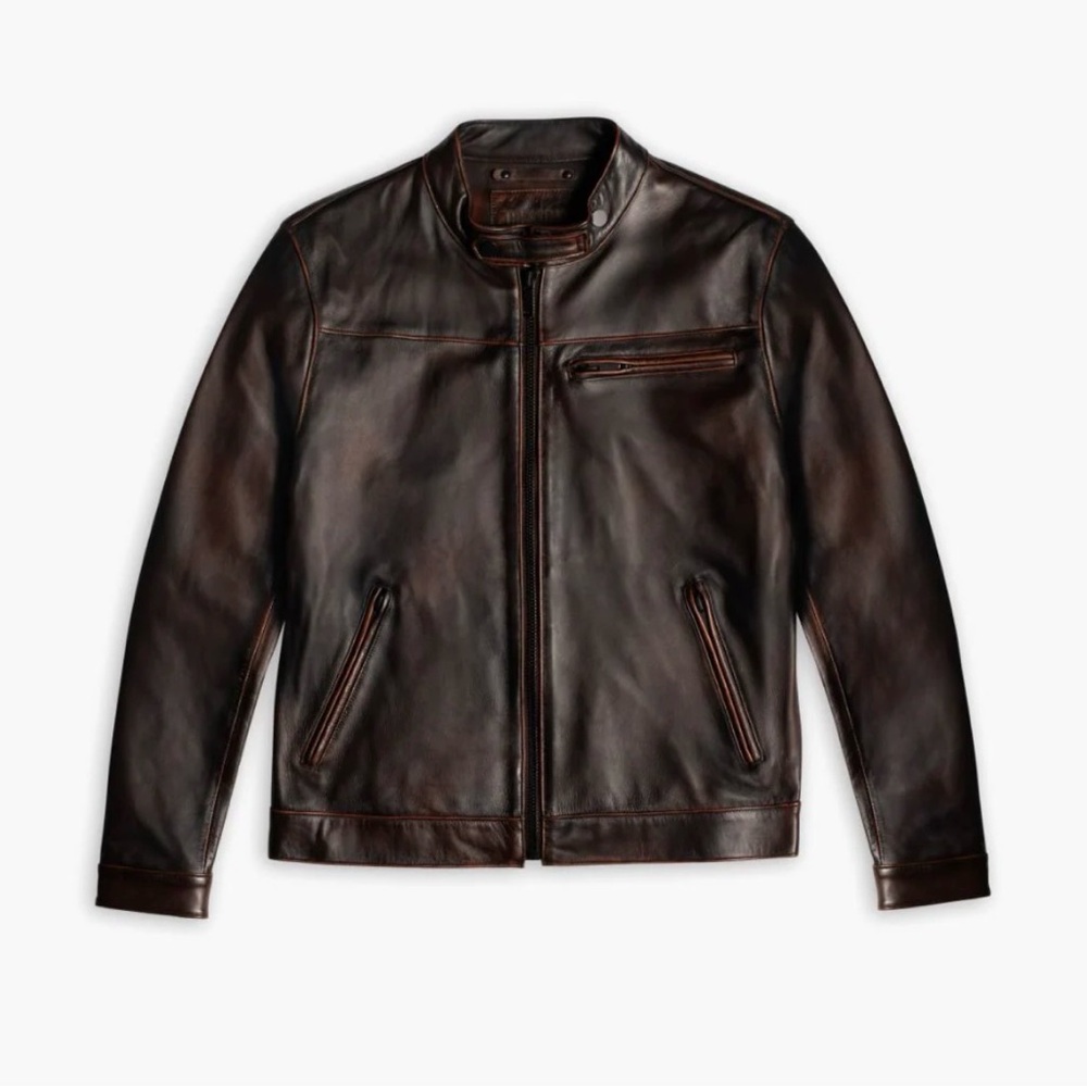 Thursday Boots Leather Roadster Jacket (Black Coffee) athletic cut size XL - Picture 2 of 9